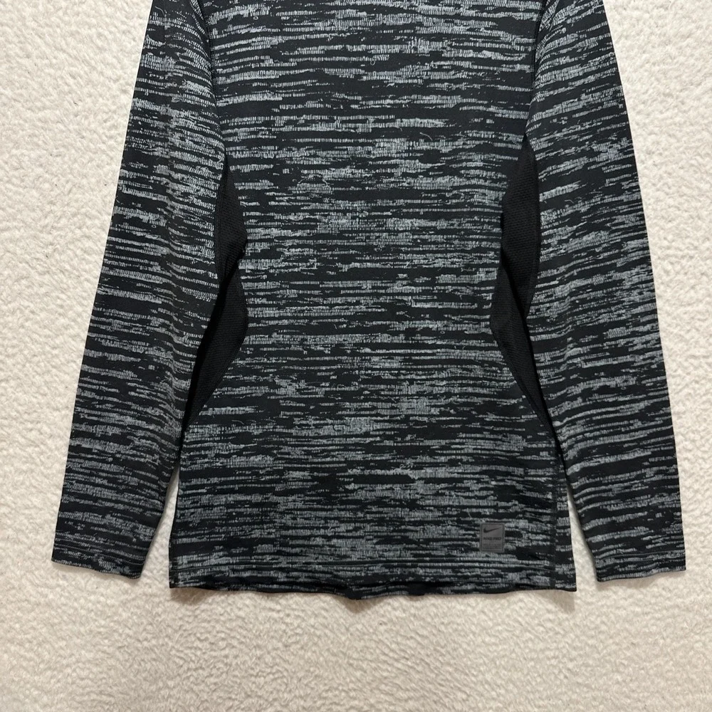 Nike Pro Dri Fit Size S Fitted Long Sleeve Athletic Gym Shirt Heather Black/Gray